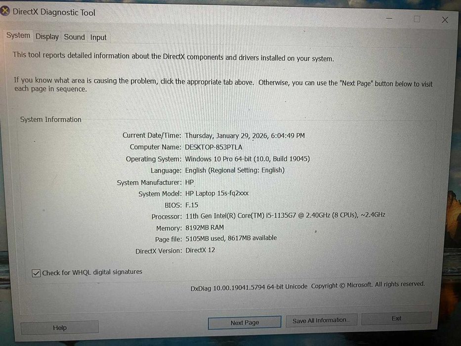 vand laptop HP intel i 5 SSD 500 gb