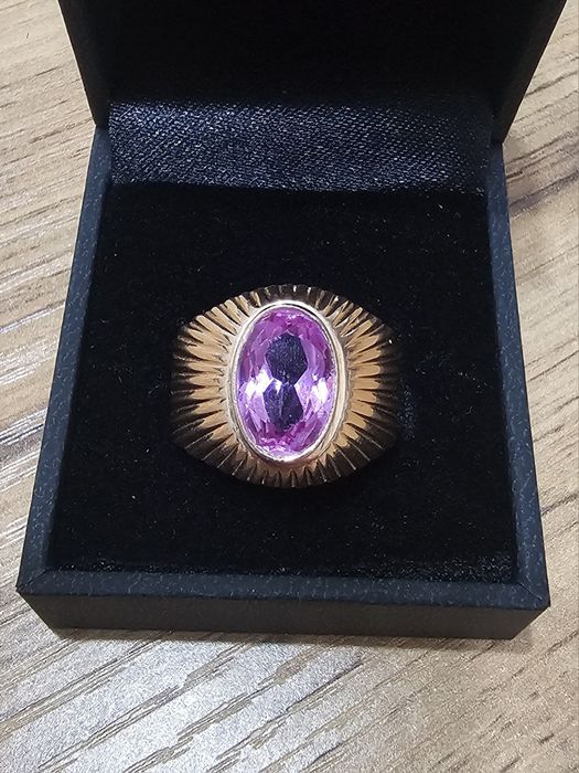 Золотое кольцо СССР с гранатитом, 583 проба