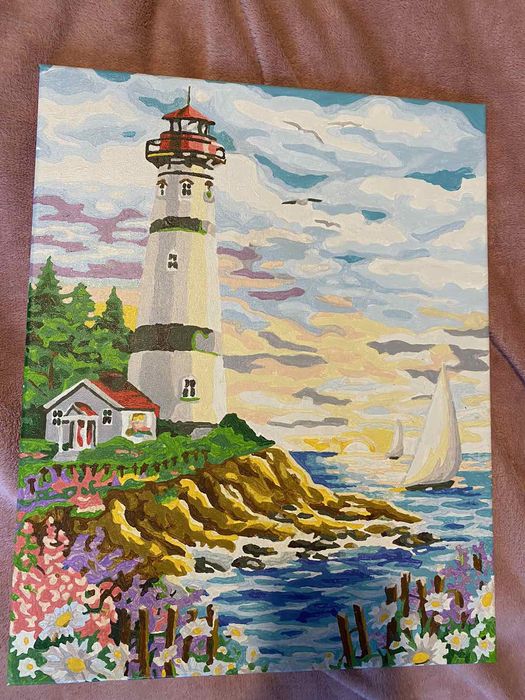 "Морски фар" картина рисувана по номера с размери 50/40см.