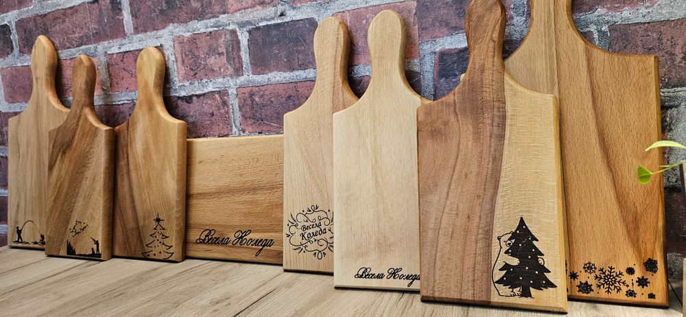 Коледни, ловни и рибарски дъски от бук с гравюра – 20 лв