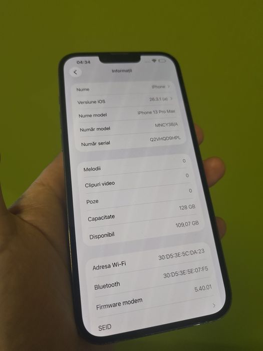 Telefon iPhone 13 Pro Max 128GB 84%,liber de rețea, stare perfectă