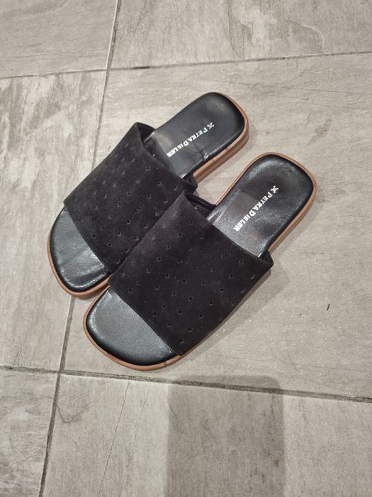 Летни чехли естествена кожа и естествен велур