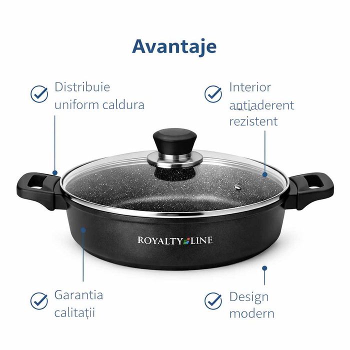 Oala joasa din aluminiu turnat cu capac 30 cm Royalty Line