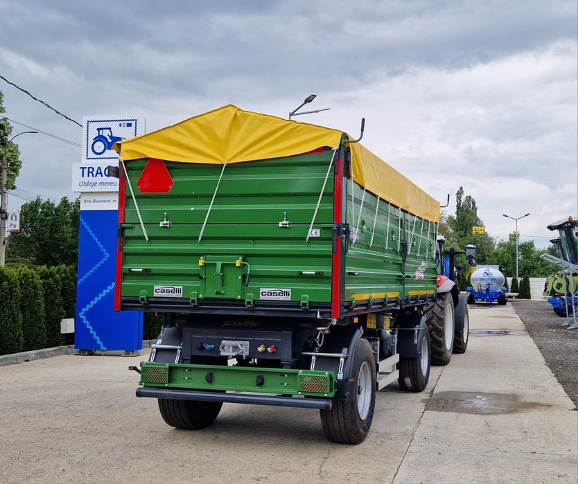Remorca marca CASELLI dublu ax capacitate 10T, basculare trilaterala,obloane 700x400