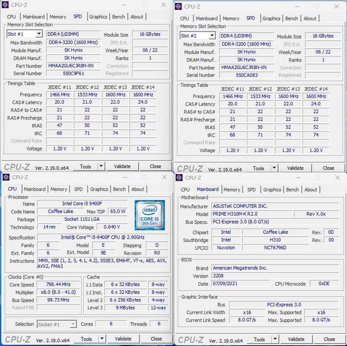 Kit memorii PC, SK Hynix, 32Gb (2x16Gb), ddr4, Frecvența 3200MHz,