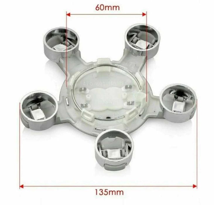 Капачки за джанти за Audi A3, A4, A5, A6, A7, 135мм комплект от 4 броя