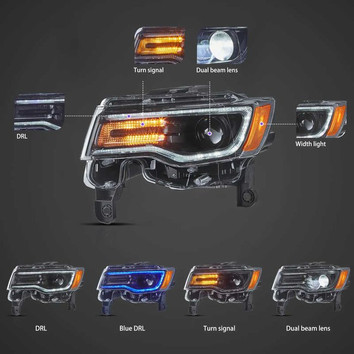 Комплект LED фарове за Grand Cherokee WK2 2014- с начална анимация