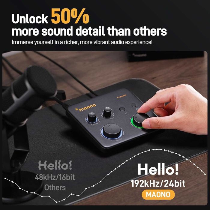 MAONO USB аудио интерфейс за компютър с XLR вход 24-bit/192kHz