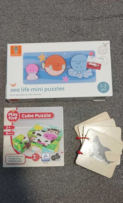 Дървени кубчета и пъзел