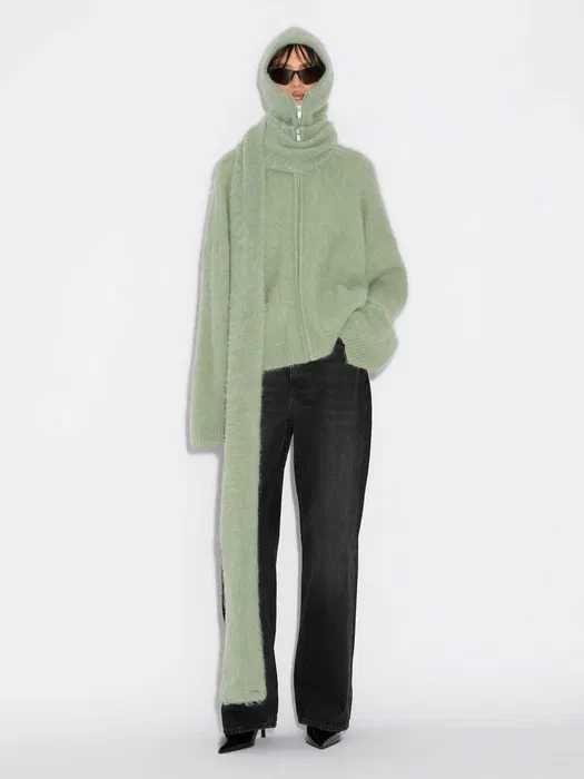 Holzweiler, Cagulă din alpaca Ball Fluffy Balaclava, Unisex, Albastru