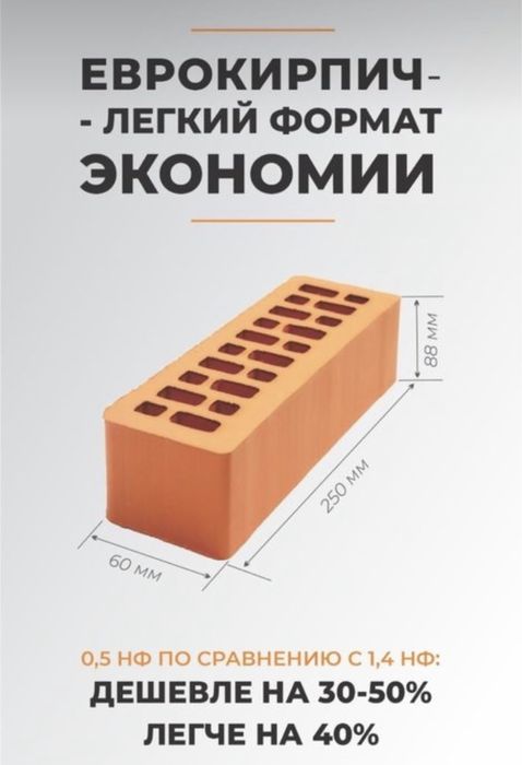 Кирпич половинка и евро