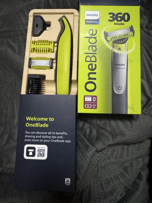 Philips oneBlade 360 blade 5 в 1 нов тример сухо и мокро бръснене с батерия 60 минути