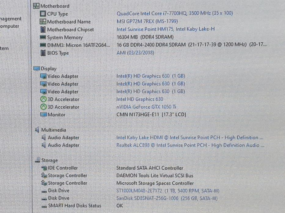 vand laptop Gaming Jocuri MSI GV7R.17"FH..i7..16Gb.GTX 1050Ti.Ssd+Hard