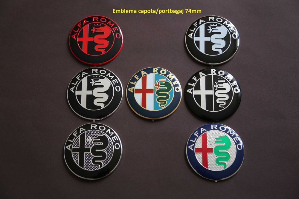 Set 7 embleme sigla stema capace roti volan Alfa Romeo