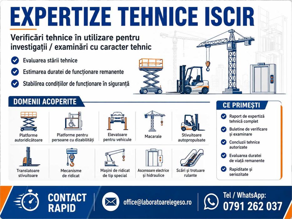 Expertize Tehnice ISCIR – Stivuitoare, Macarale, Platforme, Elevatoare, etc.