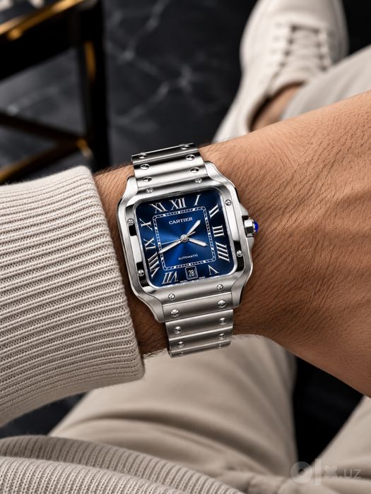 Cartier santos — blue dial watch