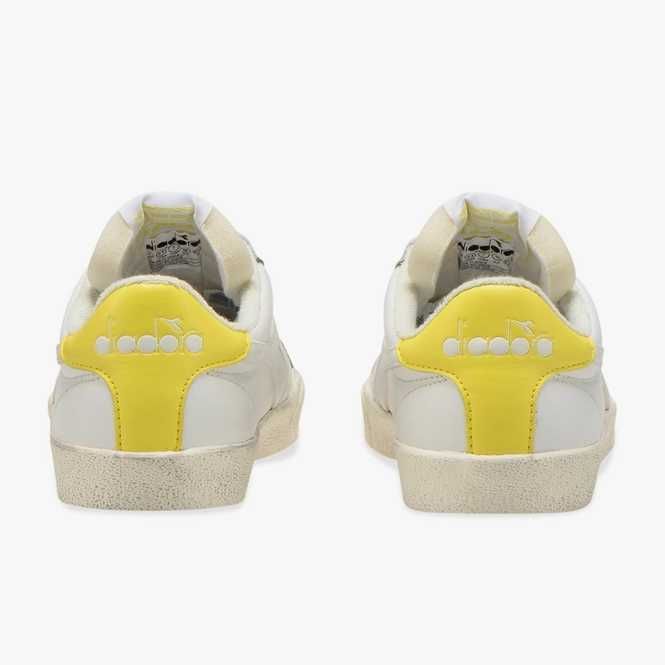 Pantofi sport dama, Diadora, Piele naturala, Alb/Galben, marimea 36