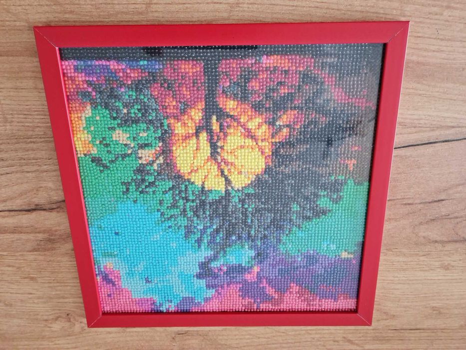 broderie mozaic cu diamante realizata manual, inramata