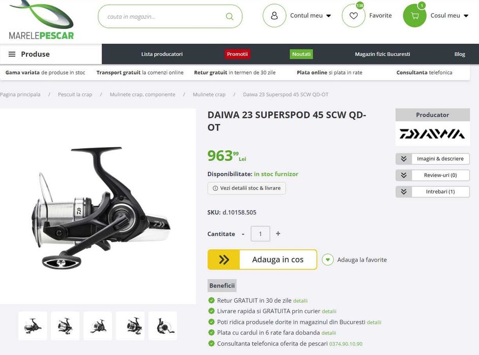 Mulineta noua !! Daiwa 23 Superspod 45