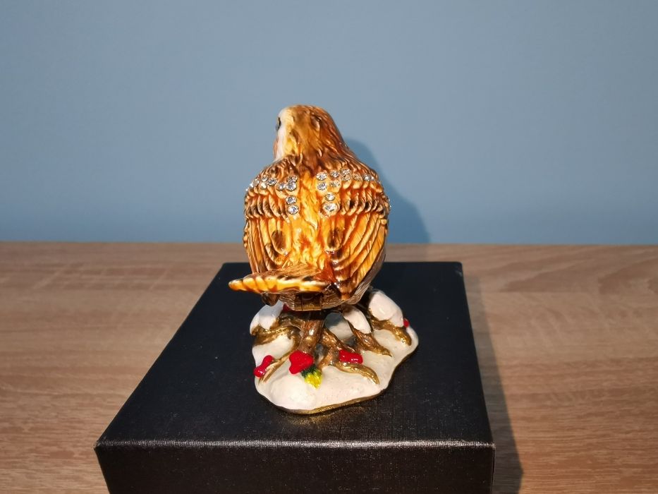 Treasured Trinkets солидна емайлирана метална кутия за бижута птица