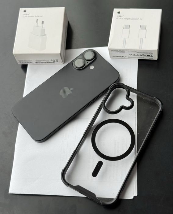 iPhone 16 Black 128GB Neverlocked•Garantie 2026•Factura•Baterie 99%