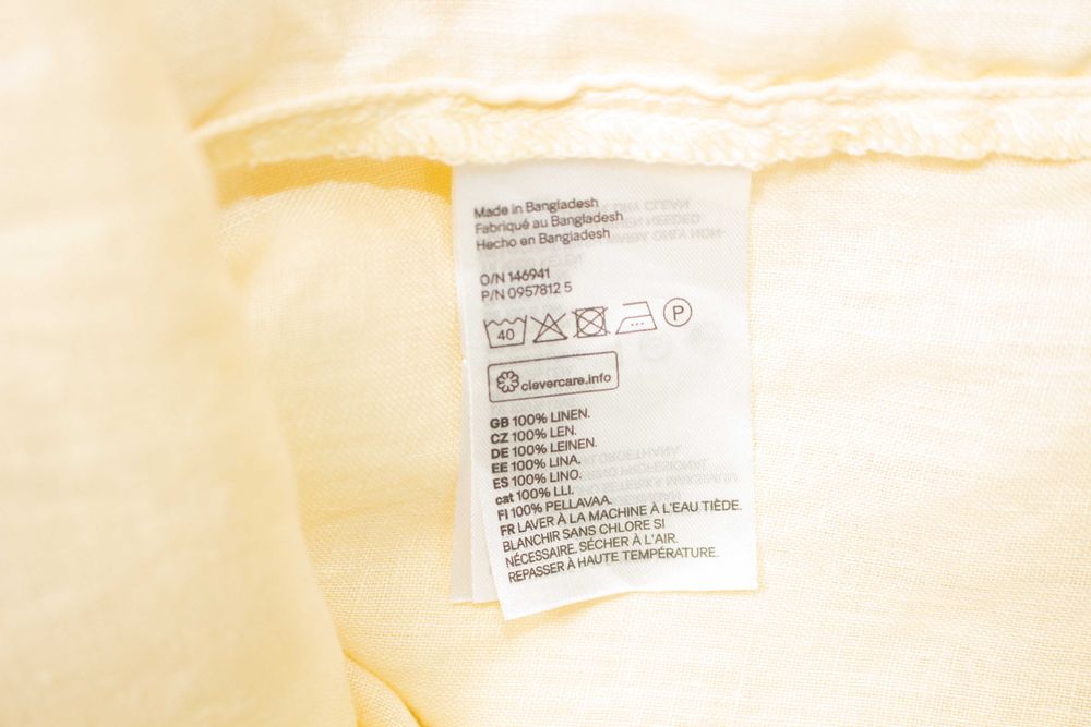 H&M дамска ленена риза бледо жълта лека материя 100% лен XL