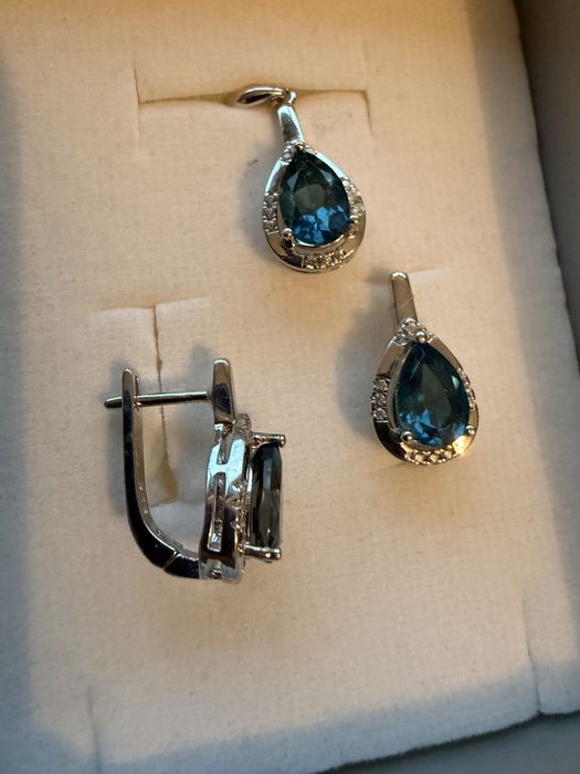 Сребърни бижута с Таитянска перла и Лондон топаз