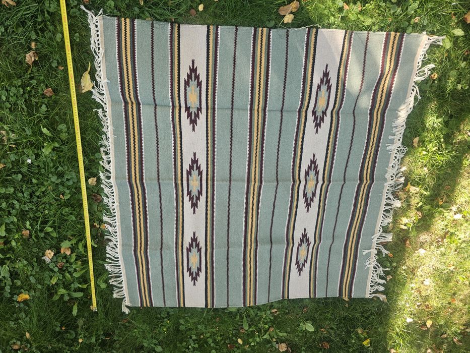 Covor tradițional Bucovina, lână, lucrat manual, nou – 130×130 cm