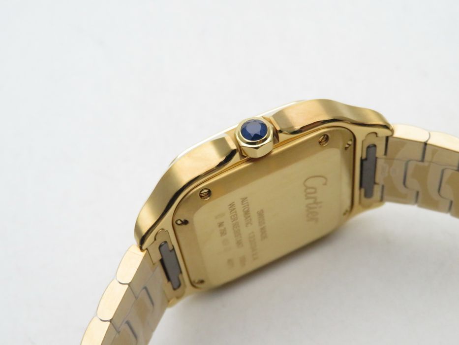 Cartier Santos de Cartier 35mm дамски - жълто злато, диаманти, бял циферблат - QC снимки
