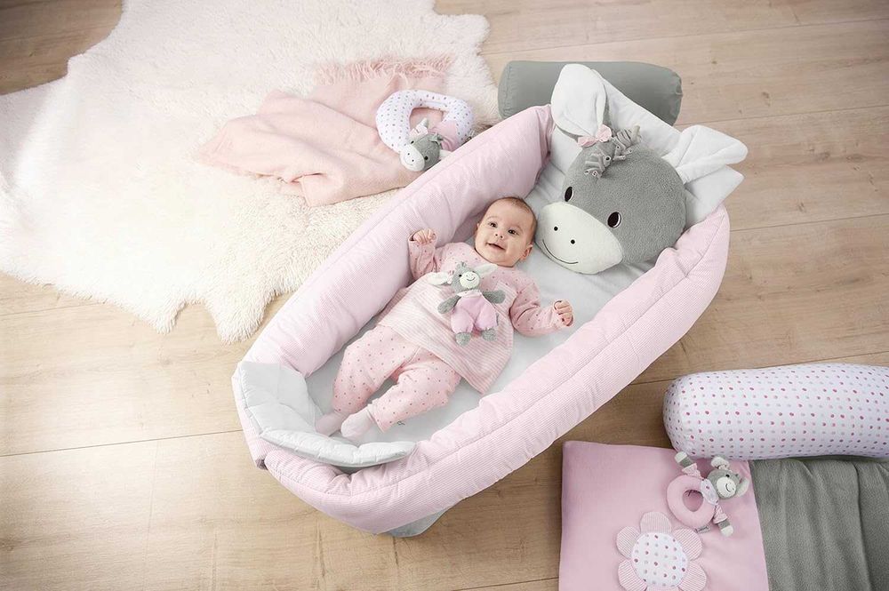 Protectie somn Baby Nest Sterntaler , 0-36 luni, 125 x 100 cm, roz/gri