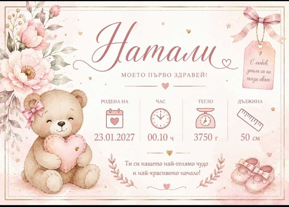 Бебешка визитка покани и много други