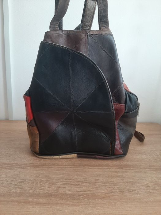 Rucsac / Geantă damă din piele naturală, model patchwork
