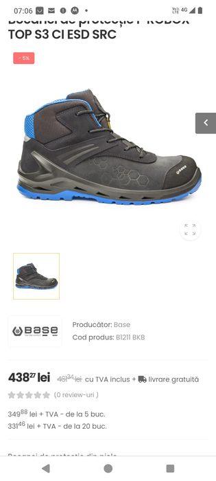 Ghete muncă safety BASE mărimi 42,43,44