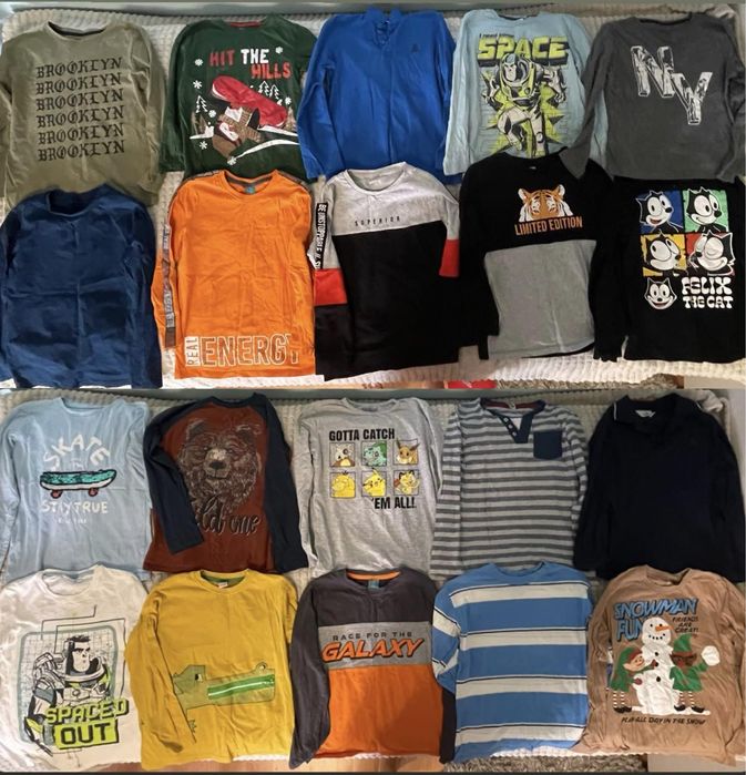 Дрехи за момче 7-8 8-9(тънки блузи, панталони и връхни дрехи)