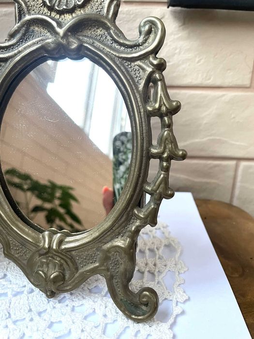 Красиво месингово двойно огледало на стойка от Англия