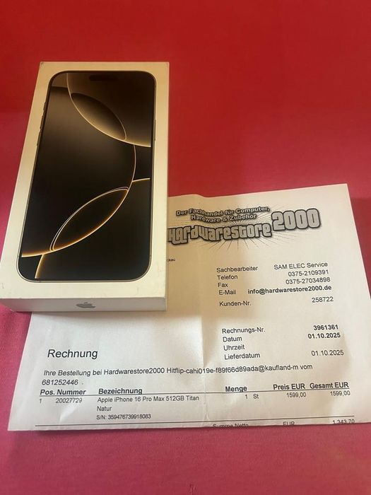 iPhone 16 Pro Max 512GB Natural Titanium, nou-nouț, nefolosit.