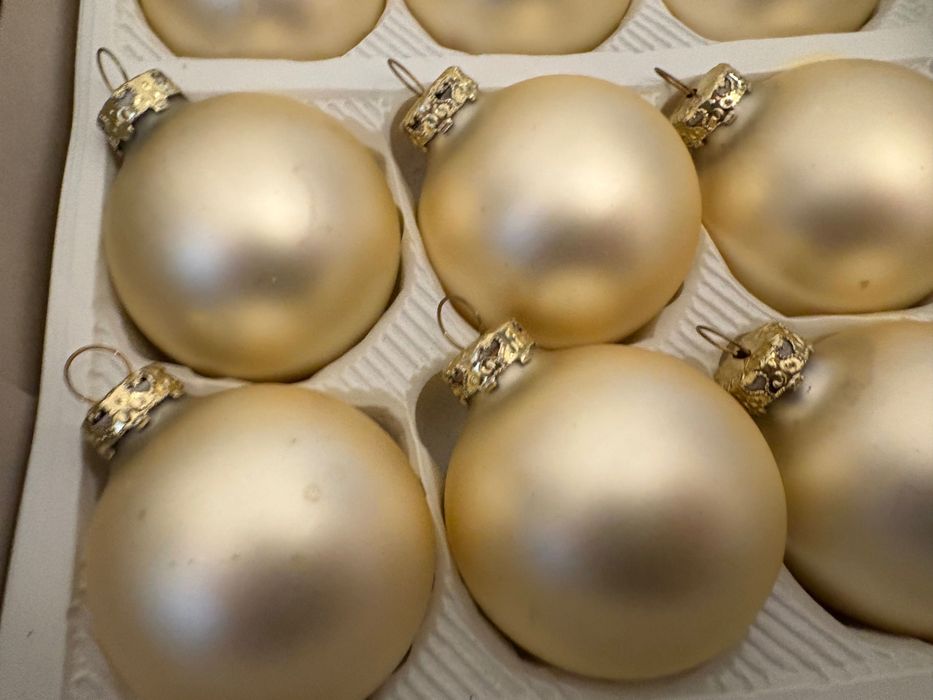 Set globuri vechi pentru brad – sticlă handmade, Germania anii 1960