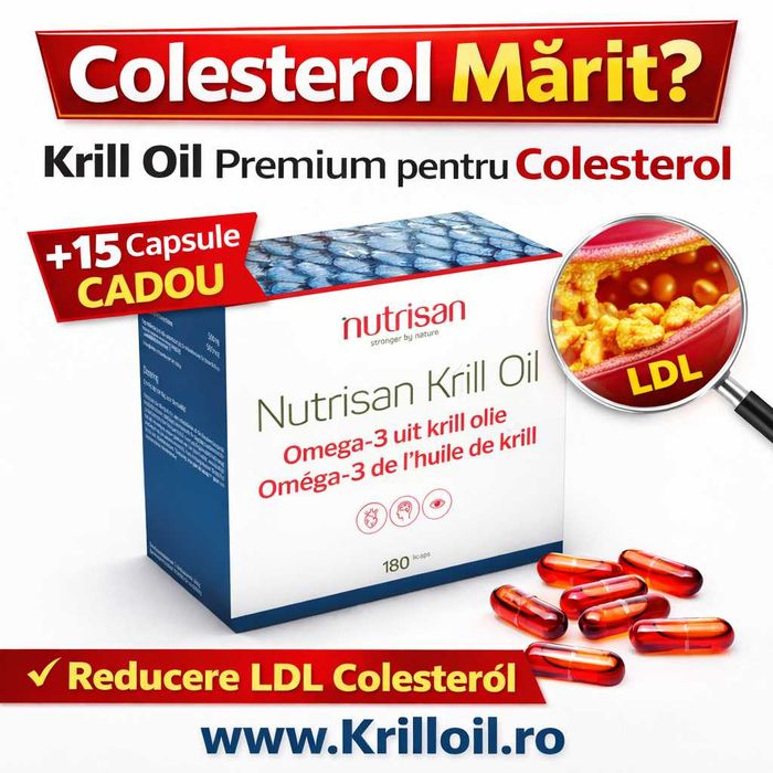 Colesterol Mărit? Krill Oil 180+15 Capsule CADOU + Transport Gratuit