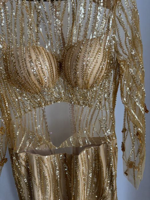 Златна официална рокля – ръчна изработка, S размер