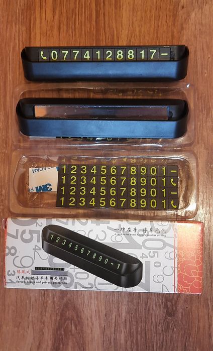 Afișaj retractabil număr telefon pentru bordul masinii, negru