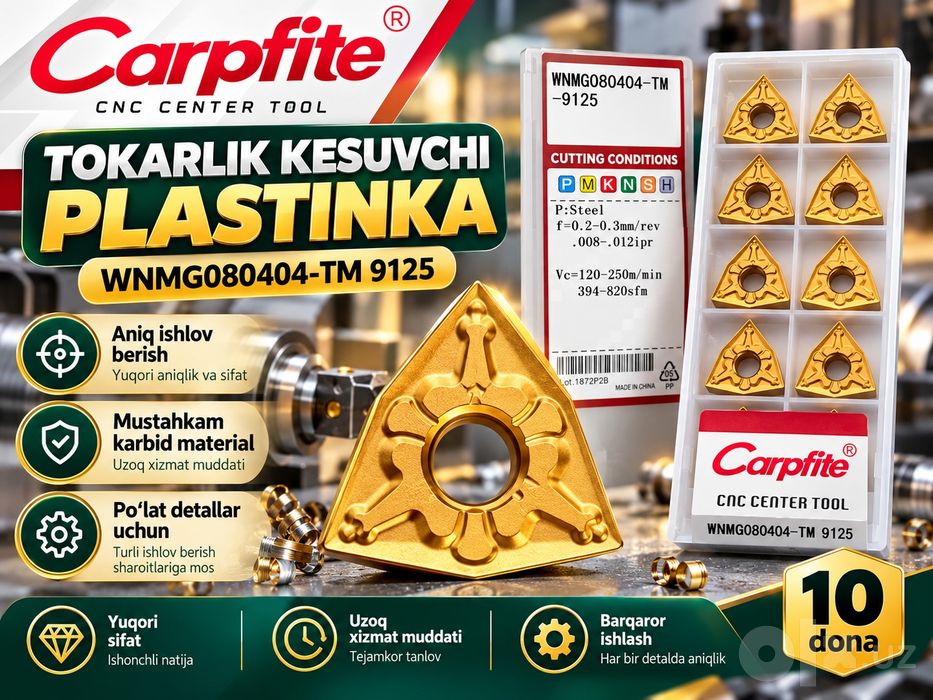 Carpfite® WNMG080404-TM 9125 — tokarlik stanoklarida po‘lat detallarni