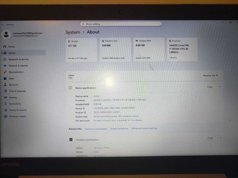 Laptop Lenovo - Intel i7, 8GB RAM, 500GB - Ideal pentru facultate / office