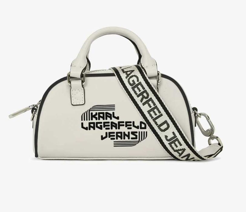 Karl Lagerfeld Jeans Crossbody Bowling Bag в цвят Off White