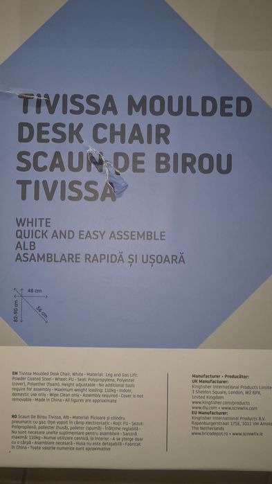 Scaun birou Tivissa 101043119, alb, nou si sigilat