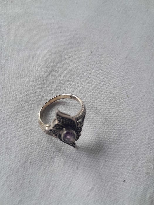 Inel Vintage Argint 925 cu Ametist și Marcasite - Stil Art Deco