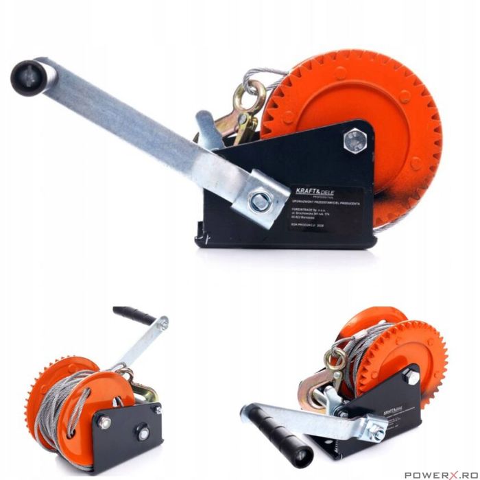 Troliu manual vinci, capacitate 1588 kg 3500 lbs, lungime cablu 10