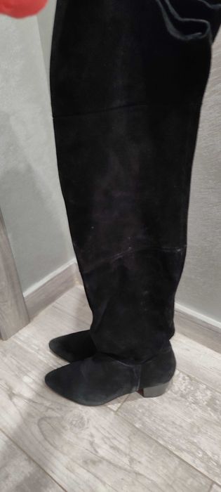 Велурени черни ботуши Buffalo