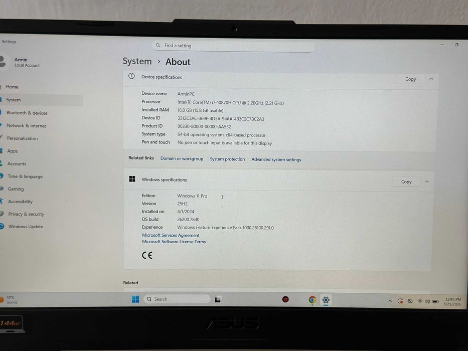 Laptop Gaming - ASUS TUF Gaming F15