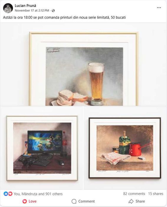 Print cu mici si bere, editie limitată pictor Lucian Prună