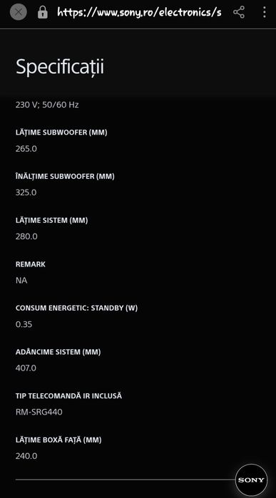Sistem audio Sony MHC-RG440S